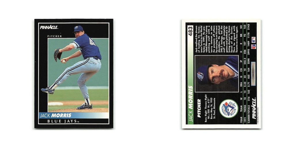Jack Morris 1992 Pinnacle #483 Toronto Blue Jays Baseball Card NM