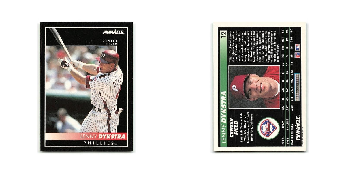 Lenny Dykstra 1992 Pinnacle #12 Philadelphia Phillies Baseball Card NM