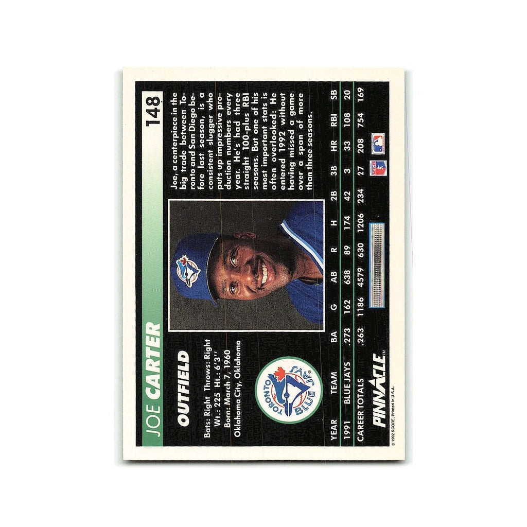 Joe Carter 1992 Pinnacle #148 Toronto Blue Jays Baseball Card NM