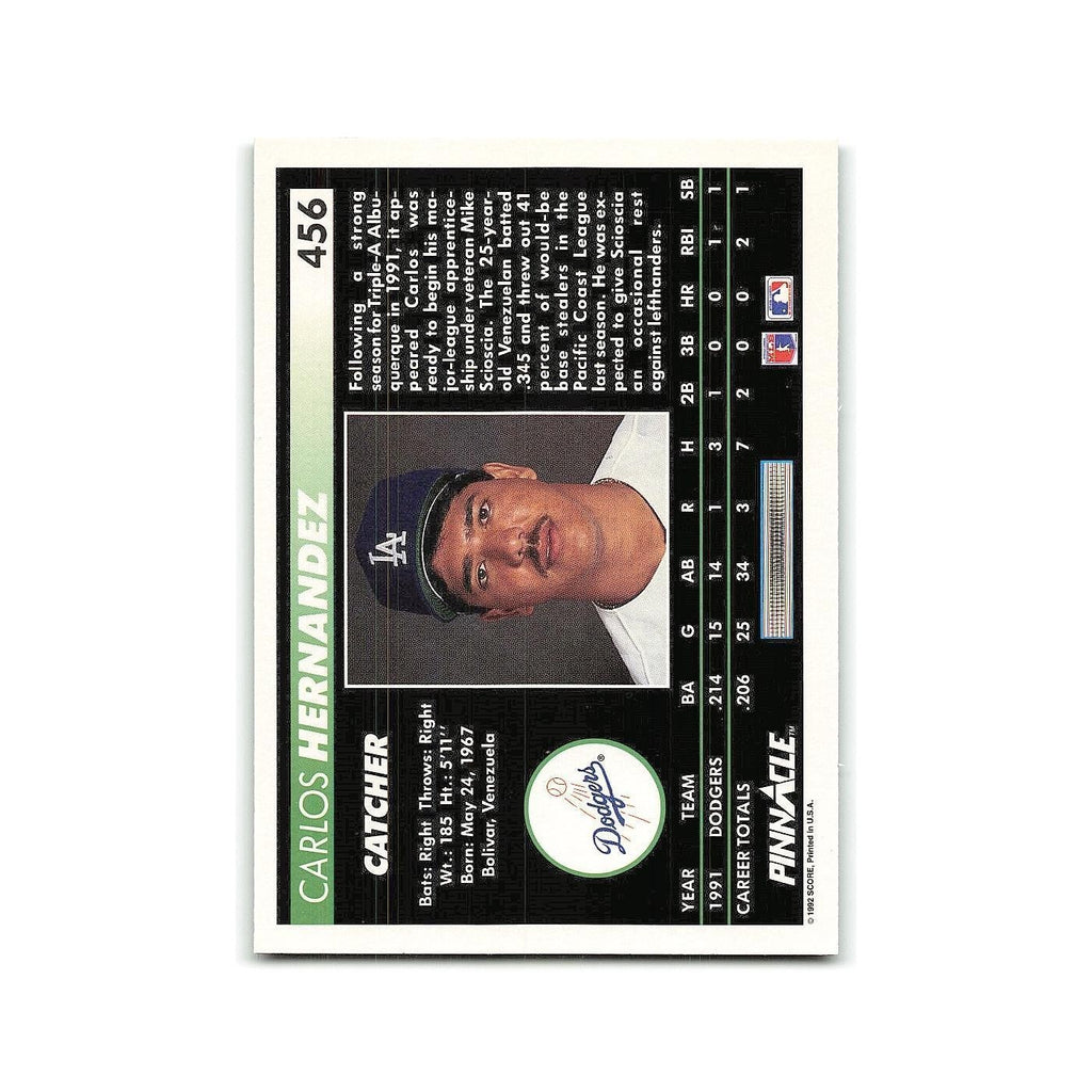 Carlos Hernandez Rookie 1992 Pinnacle #456 Los Angeles Dodgers Baseball Card NM