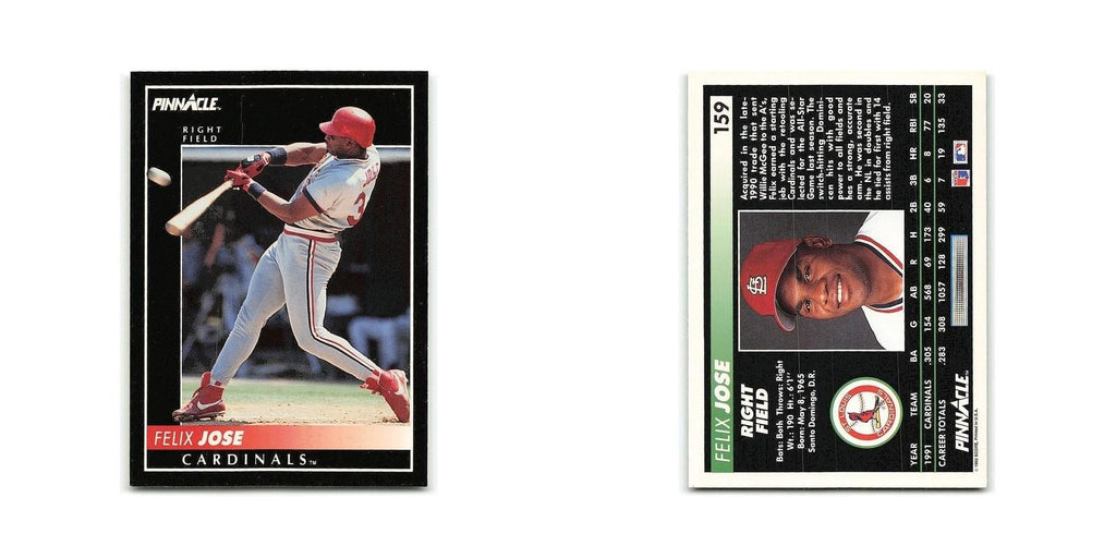 Felix Jose 1992 Pinnacle #159 St. Louis Cardinals Baseball Card NM