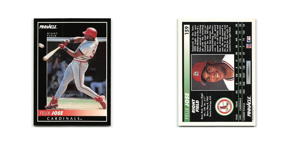 Felix Jose 1992 Pinnacle #159 St. Louis Cardinals Baseball Card NM