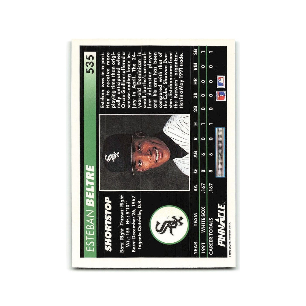 Esteban Beltre Rookie 1992 Pinnacle #535 Chicago White Sox Baseball Card NM
