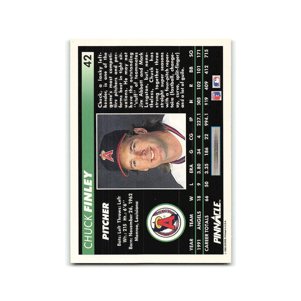 Chuck Finley 1992 Pinnacle #42 California Angels Baseball Card NM