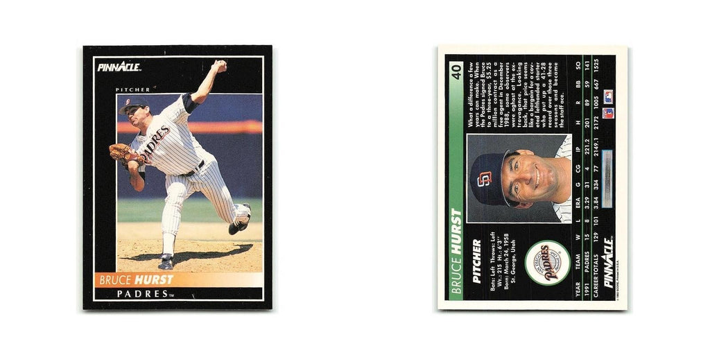Bruce Hurst 1992 Pinnacle #40 San Diego Padres Baseball Card NM