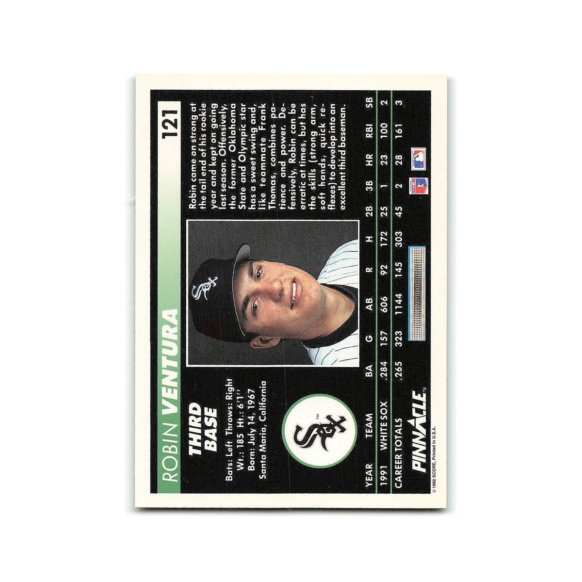Robin Ventura 1992 Pinnacle #121 Chicago White Sox Baseball Card NM