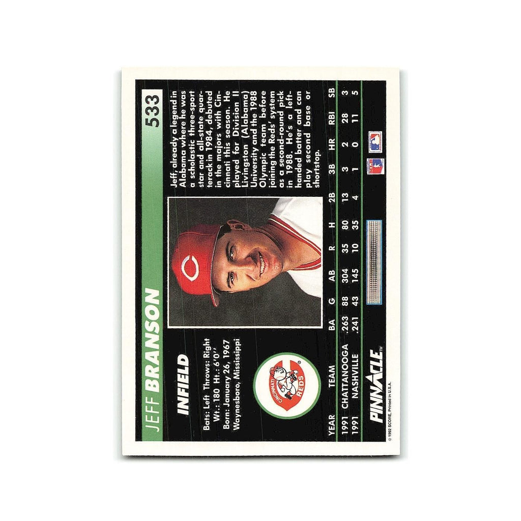 Jeff Branson Rookie 1992 Pinnacle #533 Cincinnati Reds Baseball Card NM