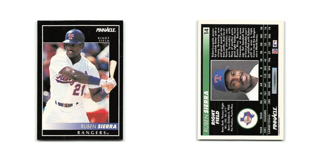 Ruben Sierra 1992 Pinnacle #14 Texas Rangers Baseball Card NM