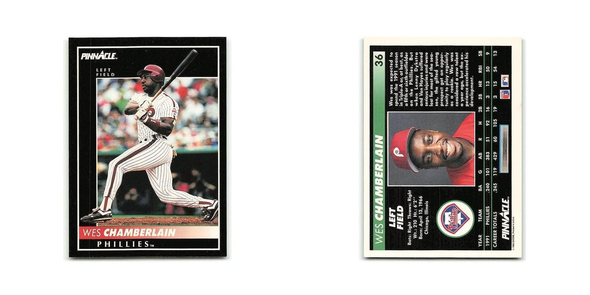 Wes Chamberlain 1992 Pinnacle #36 Philadelphia Phillies Baseball Card NM