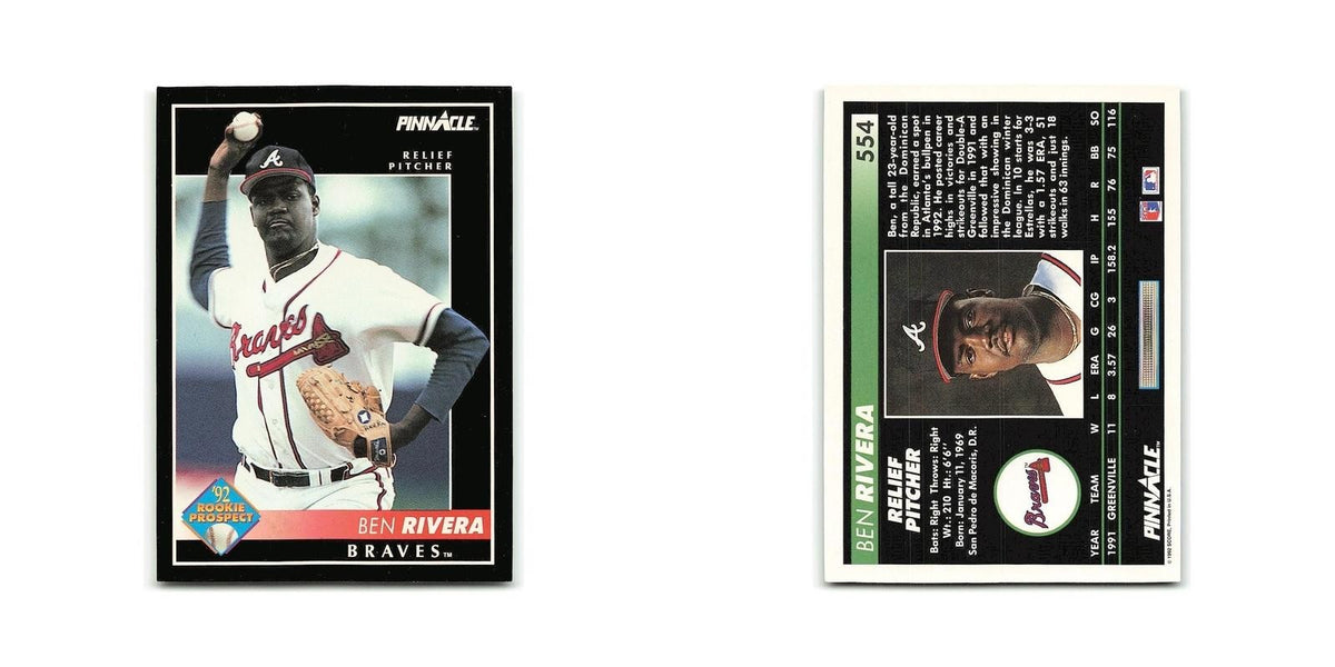 Ben Rivera Rookie 1992 Pinnacle #554 Atlanta Braves Baseball Card NM