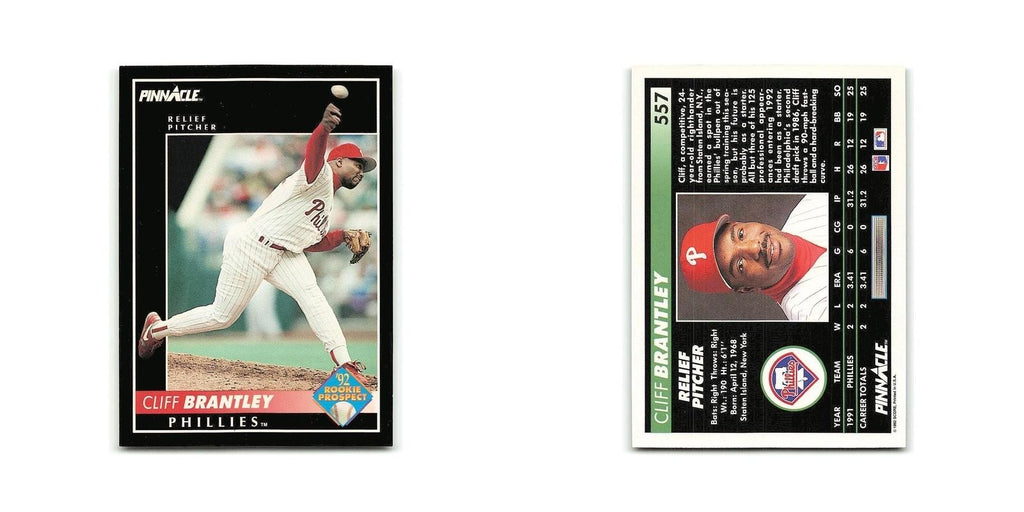 Cliff Brantley Rookie 1992 Pinnacle #557 Philadelphia Phillies Baseball Card NM