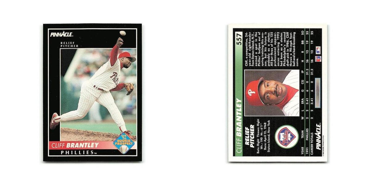 Cliff Brantley Rookie 1992 Pinnacle #557 Philadelphia Phillies Baseball Card NM