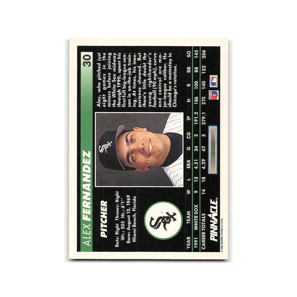 Alex Fernandez 1992 Pinnacle #30 Chicago White Sox Baseball Card NM