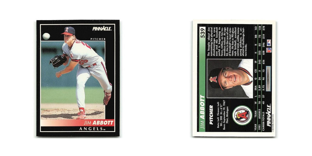 Jim Abbott 1992 Pinnacle #539 California Angels Baseball Card NM