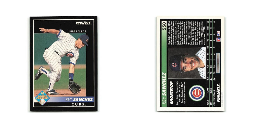 Rey Sanchez Rookie 1992 Pinnacle #550 Chicago Cubs Baseball Card NM