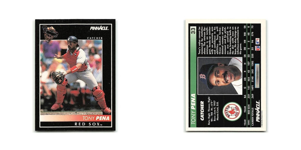 Tony Pena 1992 Pinnacle #33 Boston Red Sox Baseball Card NM
