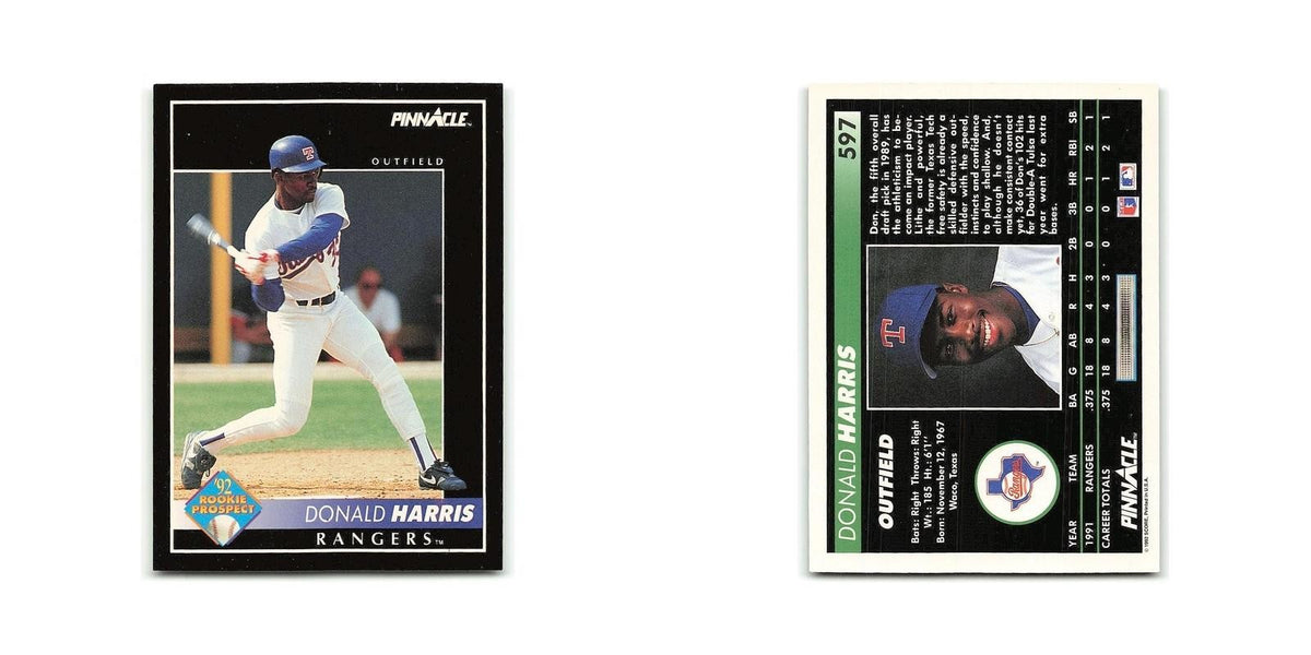 Donald Harris Rookie 1992 Pinnacle #597 Texas Rangers Baseball Card NM