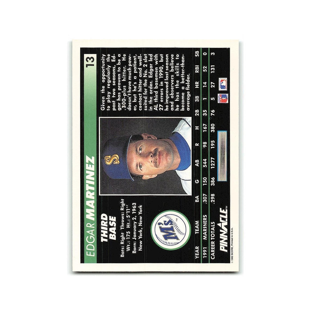 Edgar Martinez 1992 Pinnacle #13 Seattle Mariners Baseball Card NM