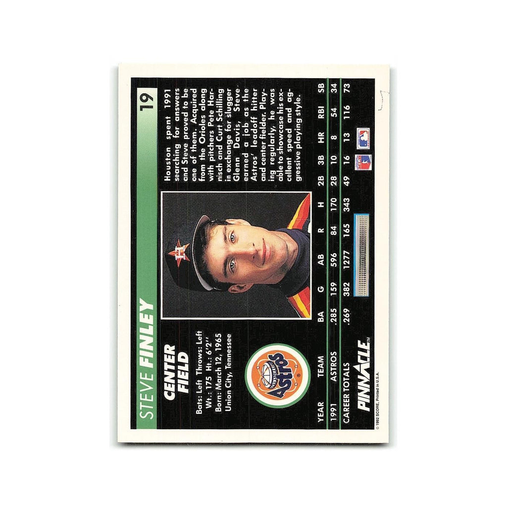 Steve Finley 1992 Pinnacle #19 Houston Astros Baseball Card NM
