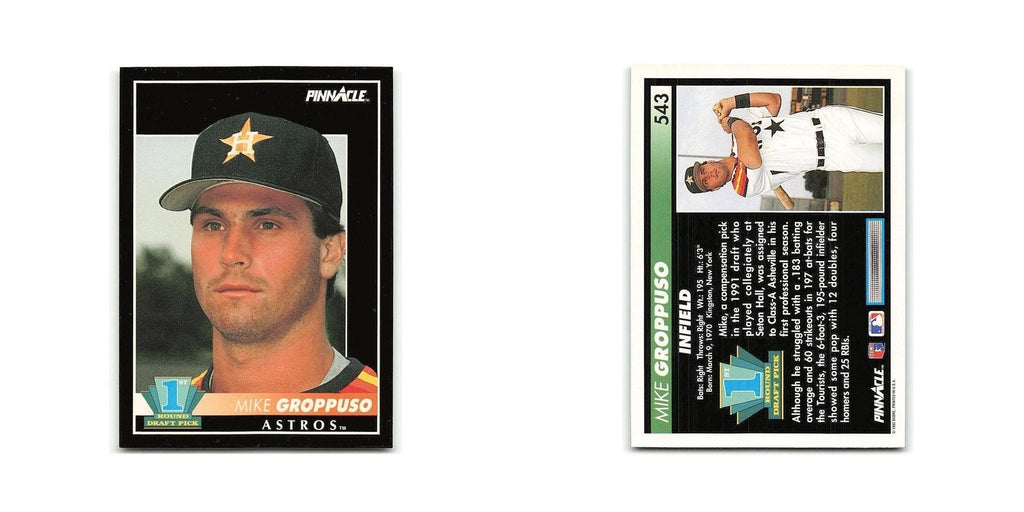 Mike Groppuso Rookie 1992 Pinnacle #543 Houston Astros Baseball Card NM