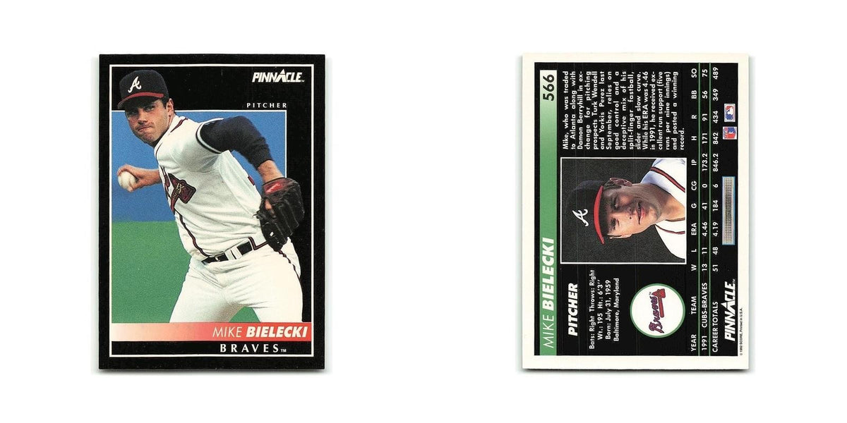 Mike Bielecki Rookie 1992 Pinnacle #566 Atlanta Braves Baseball Card NM