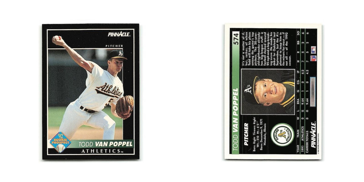 Todd Van Poppel Rookie 1992 Pinnacle #574 Oakland Athletics Baseball Card NM