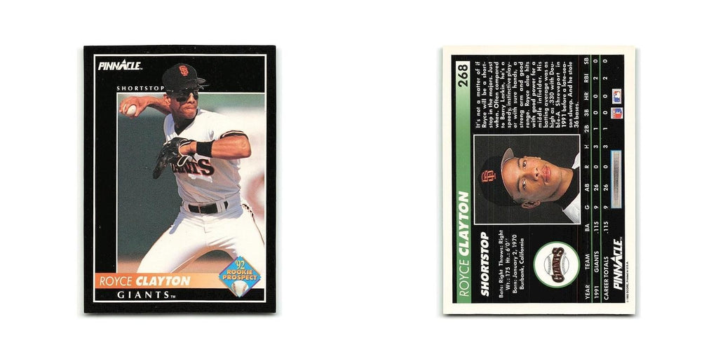 Royce Clayton Rookie 1992 Pinnacle #268 San Francisco Giants Baseball Card NM