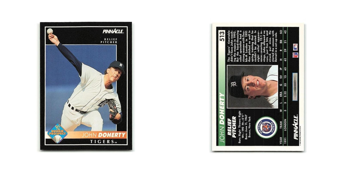John Doherty Rookie 1992 Pinnacle #513 Detroit Tigers Baseball Card NM