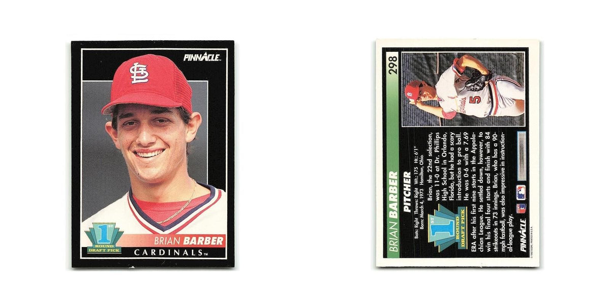 Brian Barber Rookie 1992 Pinnacle #298 St. Louis Cardinals Baseball Card NM