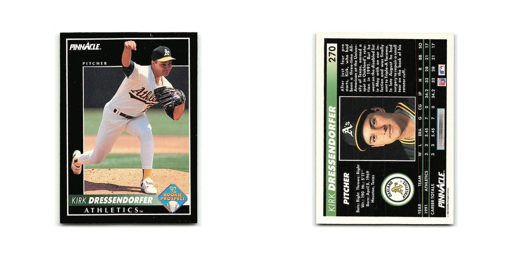 Kirk Dressendorfer Rookie 1992 Pinnacle #270 Oakland Athletics Baseball Card NM