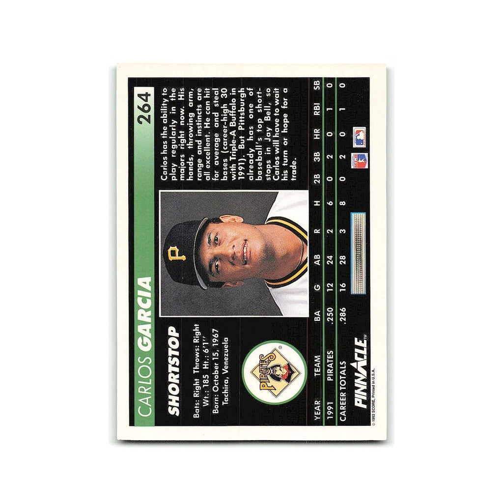 Carlos Garcia Rookie 1992 Pinnacle #264 Pittsburgh Pirates Baseball Card NM