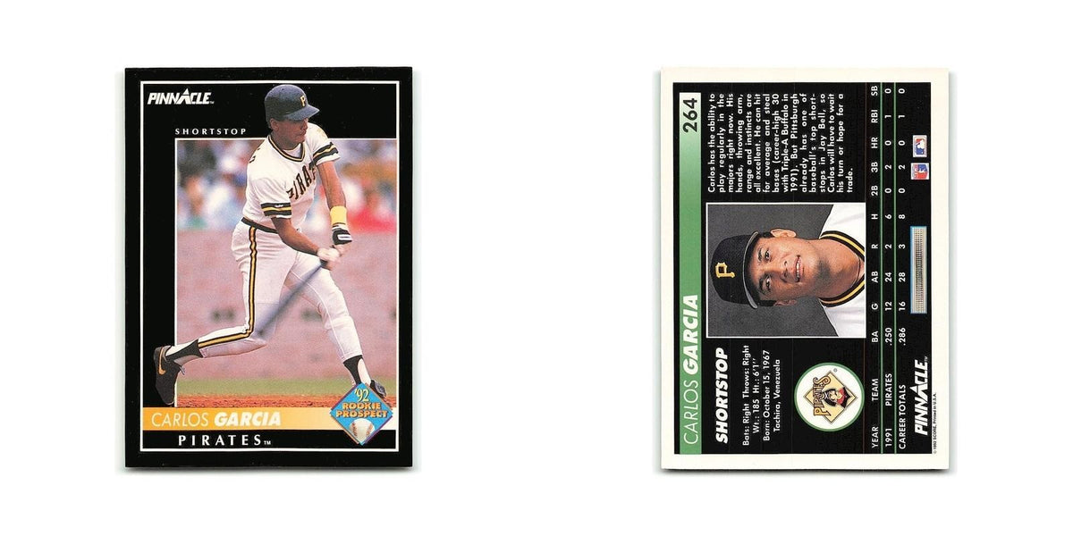 Carlos Garcia Rookie 1992 Pinnacle #264 Pittsburgh Pirates Baseball Card NM