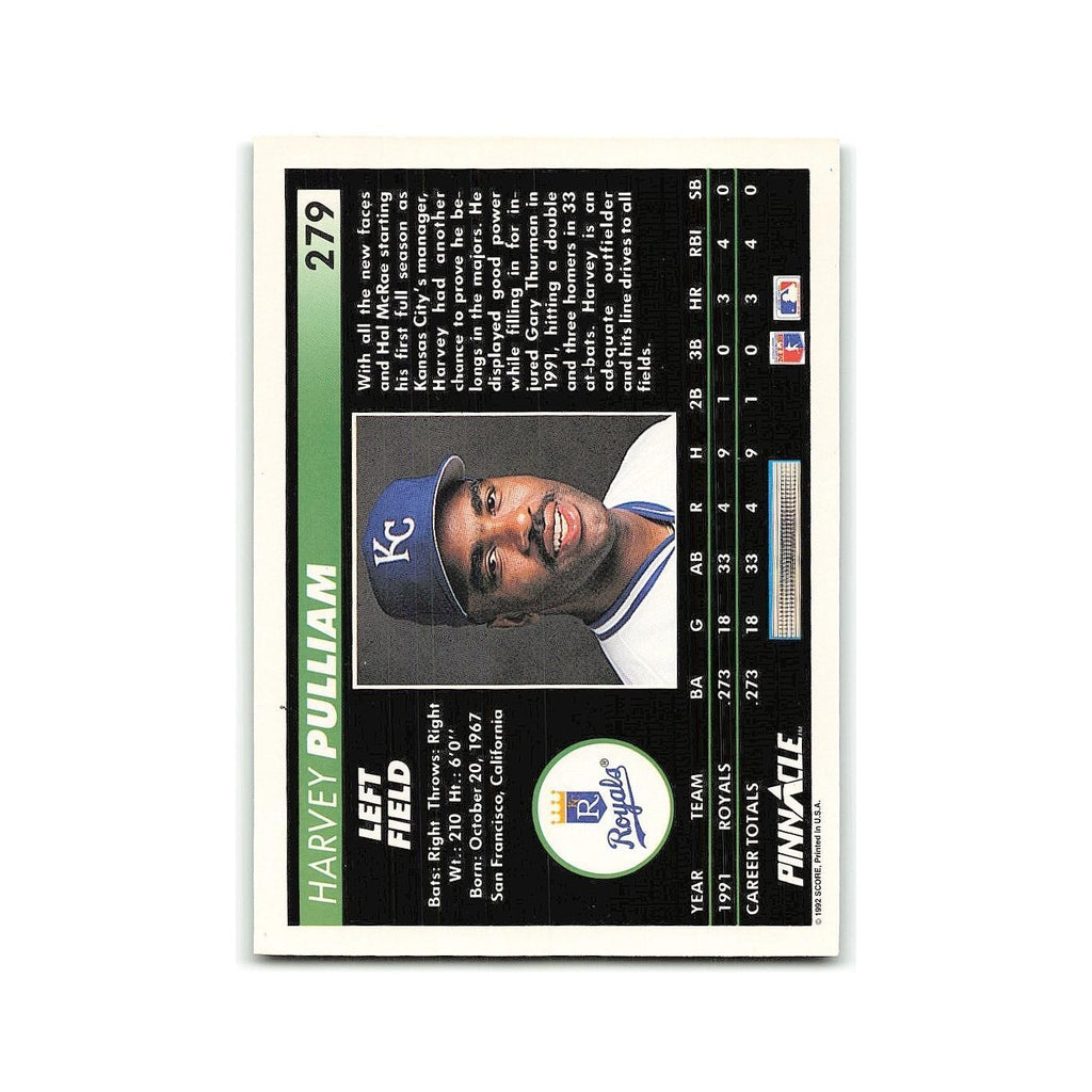 Harvey Pulliam Rookie 1992 Pinnacle #279 Kansas City Royals Baseball Card NM