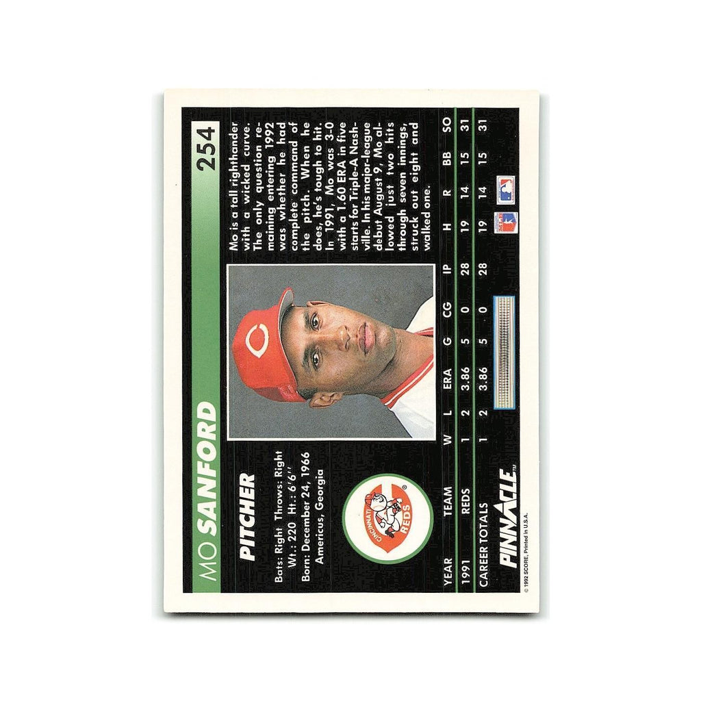 Mo Sanford Rookie 1992 Pinnacle #254 Cincinnati Reds Baseball Card NM