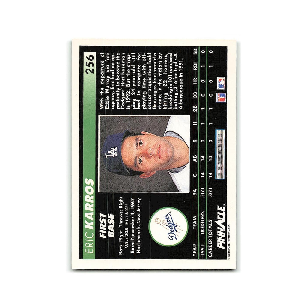 Eric Karros Rookie 1992 Pinnacle #256 Los Angeles Dodgers Baseball Card NM