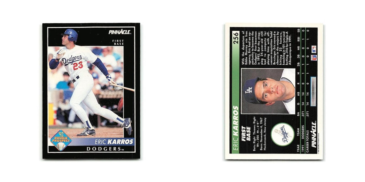 Eric Karros Rookie 1992 Pinnacle #256 Los Angeles Dodgers Baseball Card NM