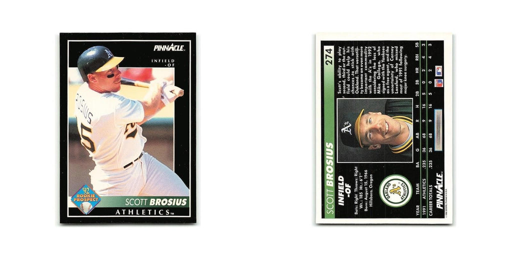Scott Brosius Rookie 1992 Pinnacle #274 Oakland Athletics Baseball Card NM