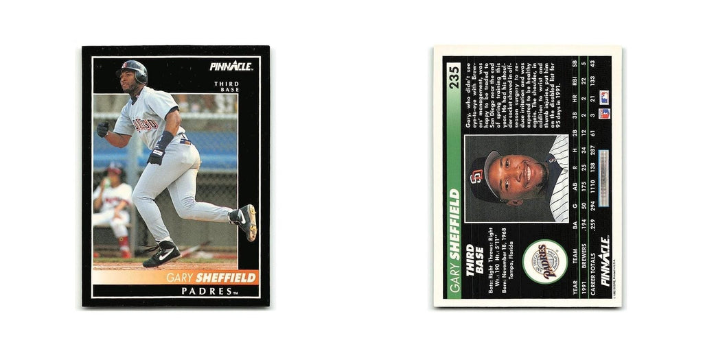 Gary Sheffield 1992 Pinnacle #235 San Diego Padres Baseball Card NM