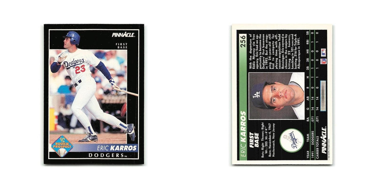 Eric Karros Rookie 1992 Pinnacle #256 Los Angeles Dodgers Baseball Card NM