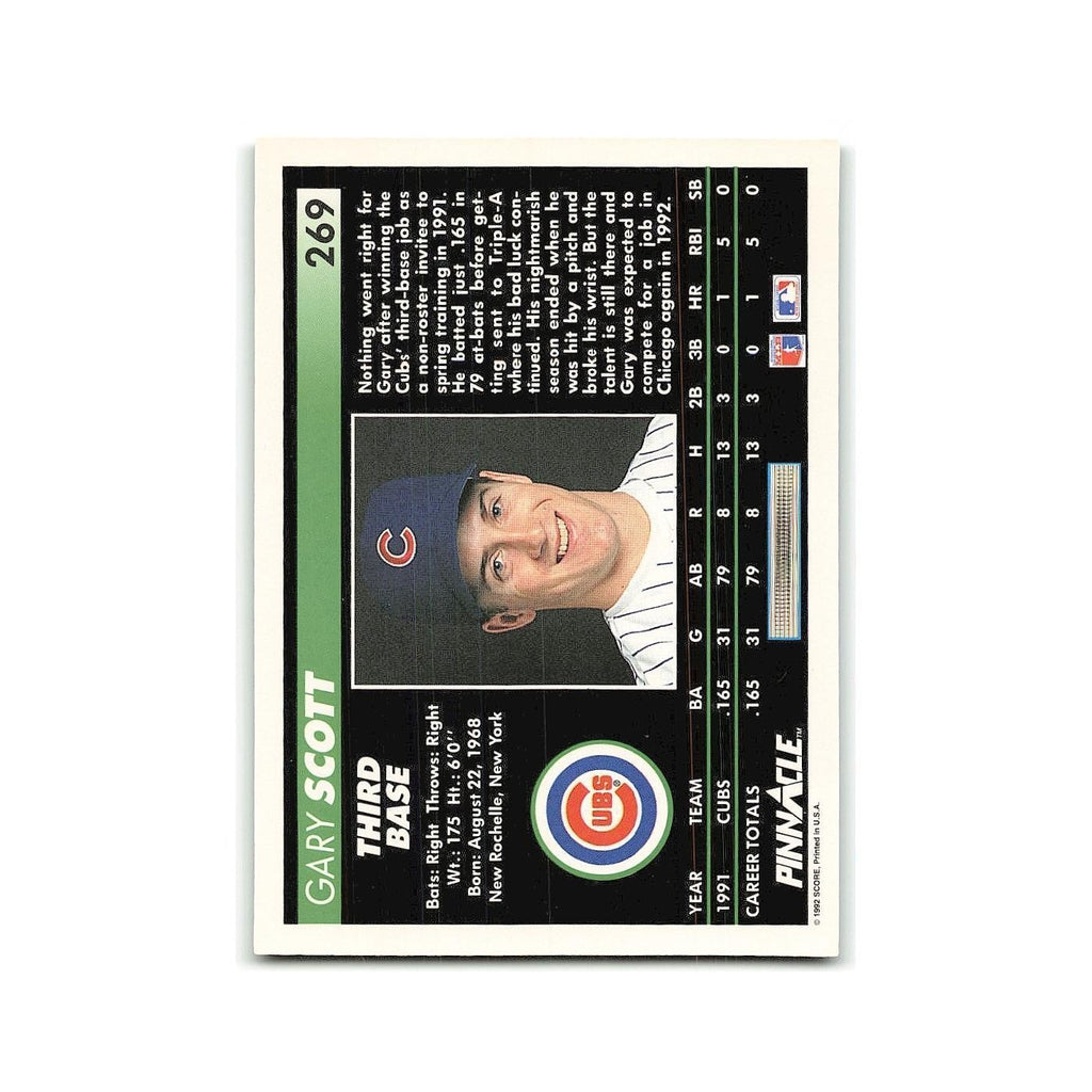 Gary Scott Rookie 1992 Pinnacle #269 Chicago Cubs Baseball Card NM