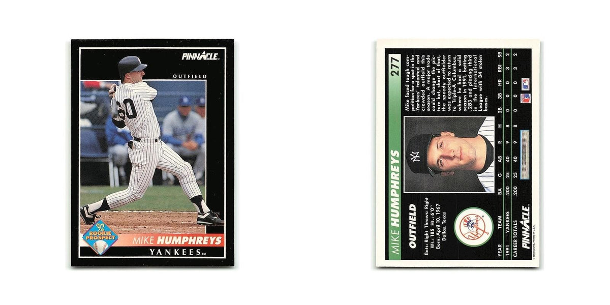 Mike Humphreys Rookie 1992 Pinnacle #277 New York Yankees Baseball Card NM