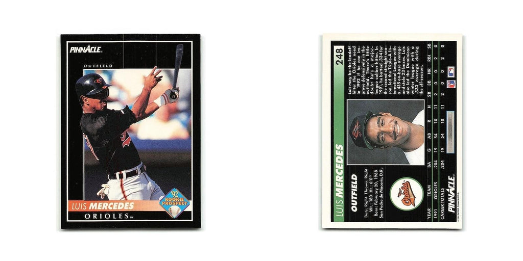 Luis Mercedes Rookie 1992 Pinnacle #248 Baltimore Orioles Baseball Card NM