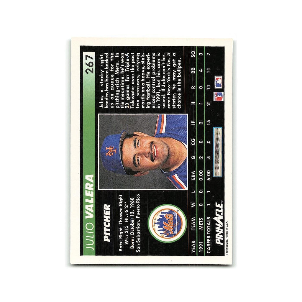 Julio Valera Rookie 1992 Pinnacle #267 New York Mets Baseball Card NM