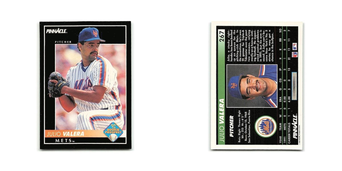 Julio Valera Rookie 1992 Pinnacle #267 New York Mets Baseball Card NM