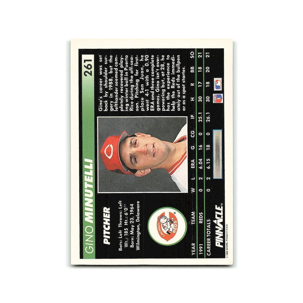 Gino Minutelli Rookie 1992 Pinnacle #261 Cincinnati Reds Baseball Card NM