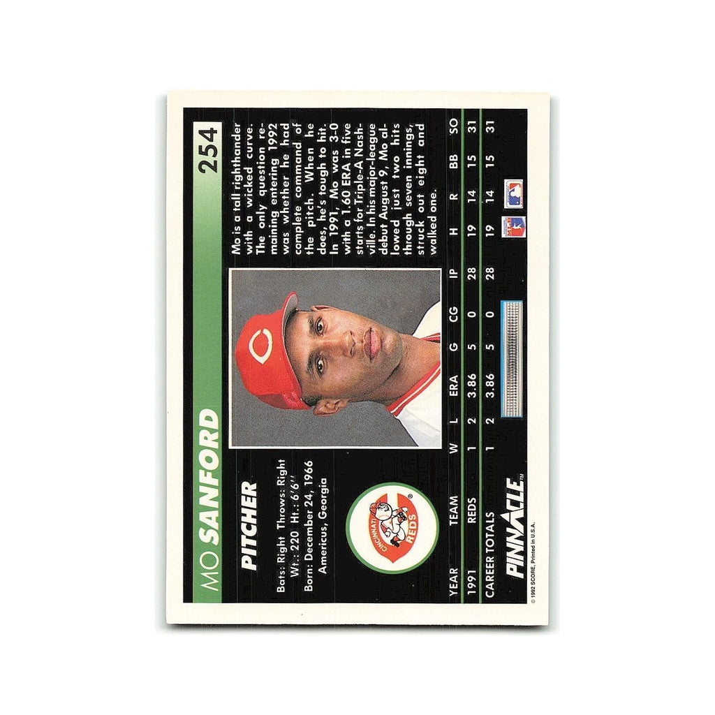 Mo Sanford Rookie 1992 Pinnacle #254 Cincinnati Reds Baseball Card NM