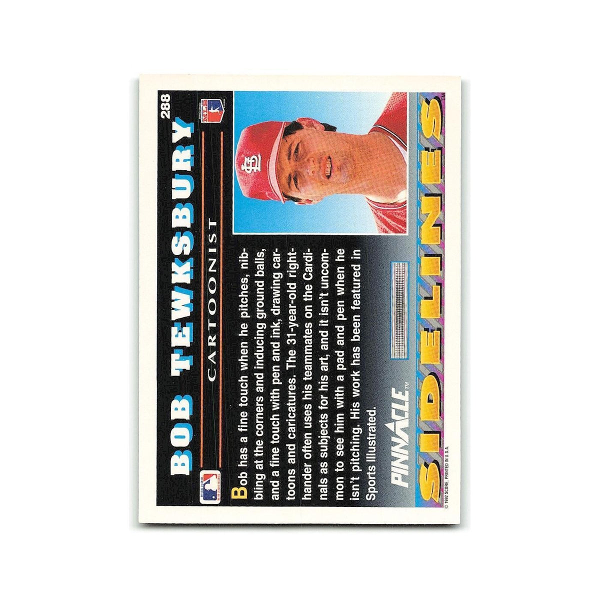 Bob Tewksbury 1992 Pinnacle #288 St. Louis Cardinals Baseball Card NM