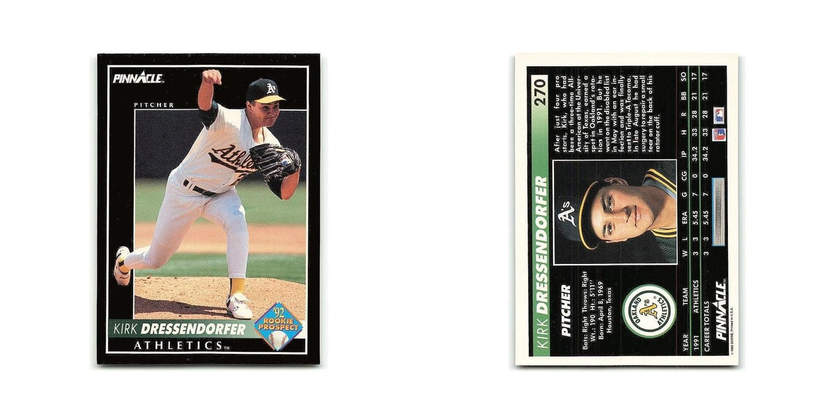 Kirk Dressendorfer Rookie 1992 Pinnacle #270 Oakland Athletics Baseball Card NM