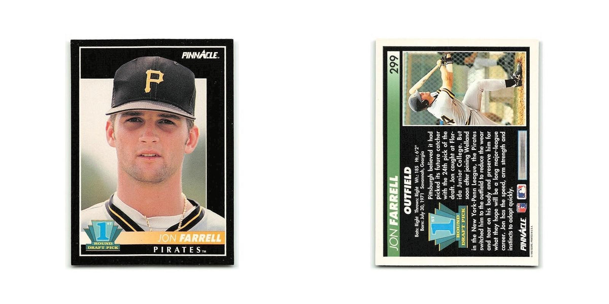Jon Farrell Rookie 1992 Pinnacle #299 Pittsburgh Pirates Baseball Card NM
