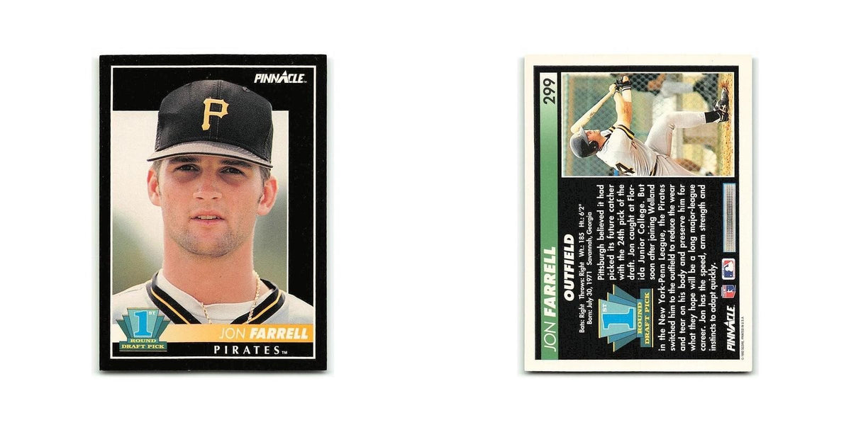 Jon Farrell Rookie 1992 Pinnacle #299 Pittsburgh Pirates Baseball Card NM
